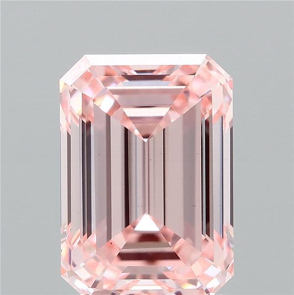 2.10 Carat Emerald Shaped, Ideal Cut, FANCY VIVID PINK Color, VS1 Clarity, IGI Certified Lab Grown Diamond