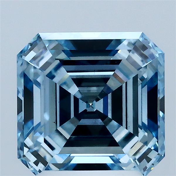 2.50 Carat Asscher Shaped, Ideal Cut, FANCY VIVID BLUE Color, VS2 Clarity, IGI Certified Lab Grown Diamond
