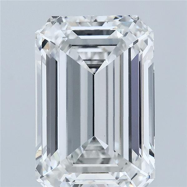 4.33 Carat Emerald Shaped, Ideal Cut, F Color, VVS2 Clarity, IGI Certified Lab Grown Diamond