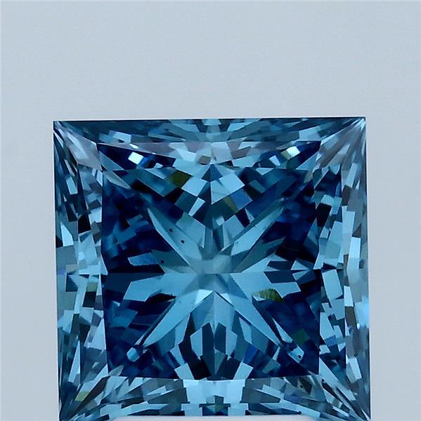 3.03 Carat Princess Shaped, Ideal Cut, FANCY VIVID BLUE Color, VS2 Clarity, IGI Certified Lab Grown Diamond