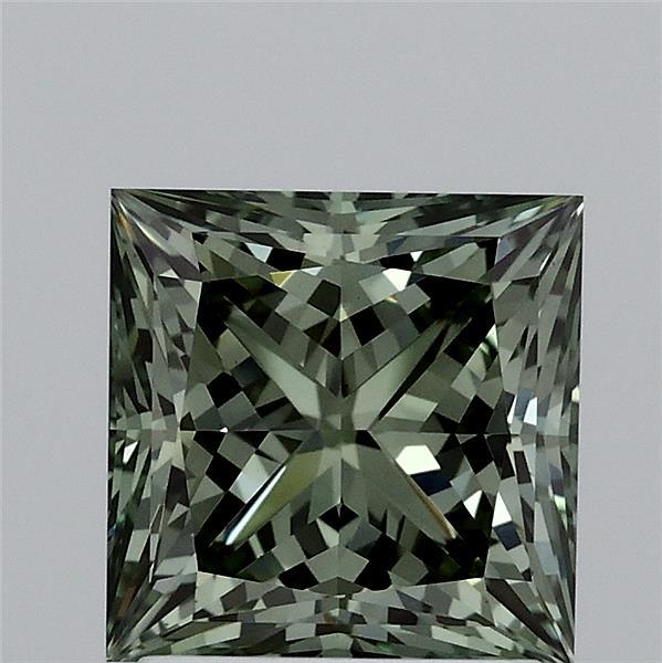 2.01 Carat Princess Shaped, Ideal Cut, FANCY VIVID GREEN Color, VS1 Clarity, IGI Certified Lab Grown Diamond