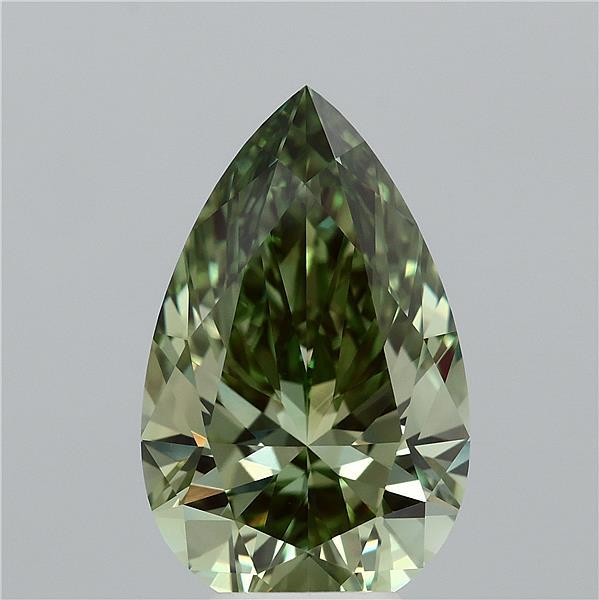5.07 Carat Pear Shaped, Ideal Cut, FANCY VIVID GREEN Color, VVS2 Clarity, IGI Certified Lab Grown Diamond