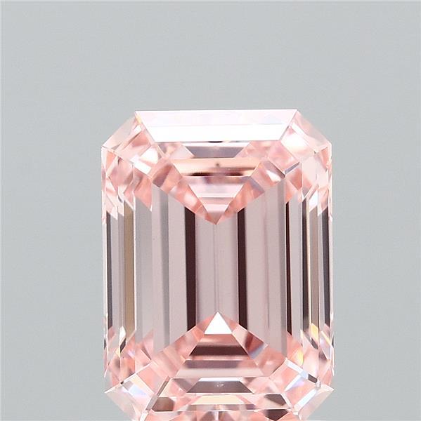 1.82 Carat Emerald Shaped, Ideal Cut, FANCY INTENSE PINK Color, VS1 Clarity, IGI Certified Lab Grown Diamond