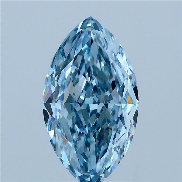 2.16 Carat Marquise Shaped, Ideal Cut, FANCY VIVID BLUE Color, VS1 Clarity, IGI Certified Lab Grown Diamond