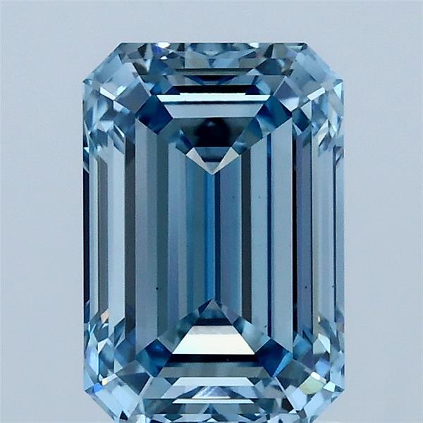 1.87 Carat Emerald Shaped, Ideal Cut, FANCY VIVID BLUE Color, VS1 Clarity, IGI Certified Lab Grown Diamond
