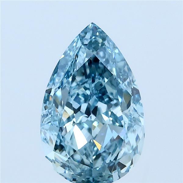 2.26 Carat Pear Shaped, Excellent Cut, FANCY VIVID GREENISH BLUE Color, VVS2 Clarity, IGI Certified Lab Grown Diamond