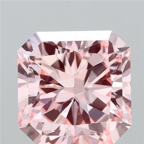 3.30 Carat Radiant Shaped, Ideal Cut, FANCY INTENSE PINK Color, VS1 Clarity, IGI Certified Lab Grown Diamond