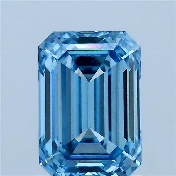 1.57 Carat Emerald Shaped, Ideal Cut, FANCY VIVID BLUE Color, VS1 Clarity, IGI Certified Lab Grown Diamond