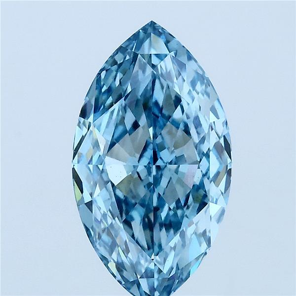 2.53 Carat Marquise Shaped, Ideal Cut, FANCY VIVID BLUE Color, VS1 Clarity, IGI Certified Lab Grown Diamond