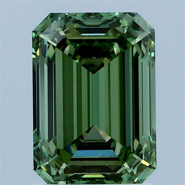 2.00 Carat Emerald Shaped, Ideal Cut, FANCY VIVID GREEN Color, VS1 Clarity, IGI Certified Lab Grown Diamond