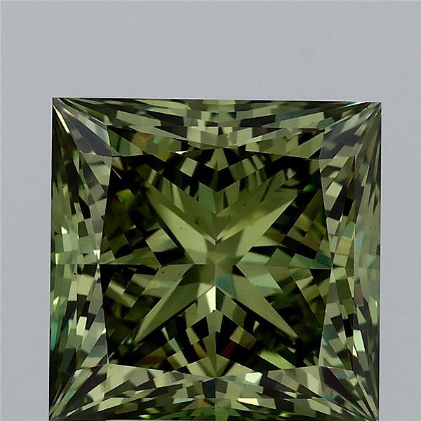 4.07 Carat Princess Shaped, Ideal Cut, FANCY VIVID GREEN Color, VS1 Clarity, IGI Certified Lab Grown Diamond