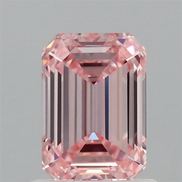 1.09 Carat Emerald Shaped, Ideal Cut, FANCY VIVID PINK Color, VVS2 Clarity, IGI Certified Lab Grown Diamond