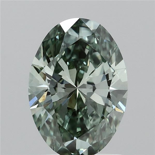 1.52 Carat Oval Shaped, Ideal Cut, FANCY VIVID GREEN Color, VS1 Clarity, IGI Certified Lab Grown Diamond