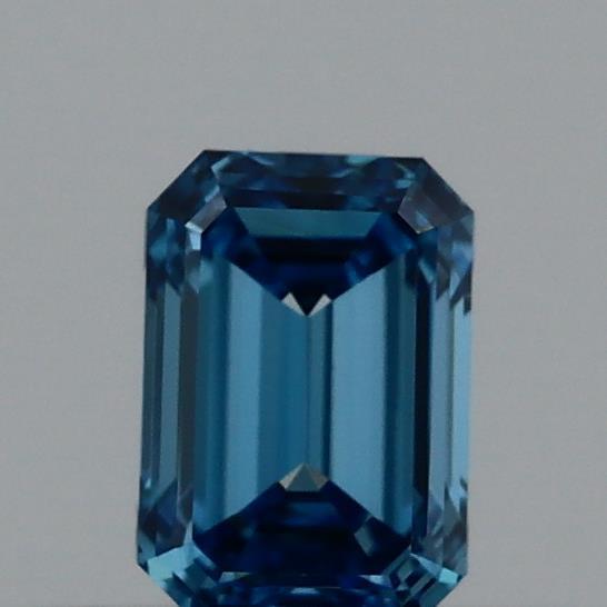 0.39 Carat Emerald Shaped, Excellent Cut, FANCY VIVID BLUE Color, VVS2 Clarity, IGI Certified Lab Grown Diamond