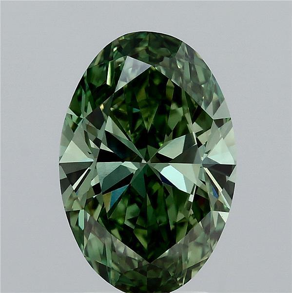 3.00 Carat Oval Shaped, Ideal Cut, FANCY VIVID GREEN Color, VS2 Clarity, IGI Certified Lab Grown Diamond