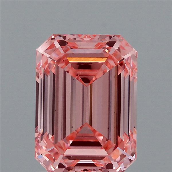 1.92 Carat Emerald Shaped, Ideal Cut, FANCY VIVID PINK Color, VS1 Clarity, IGI Certified Lab Grown Diamond