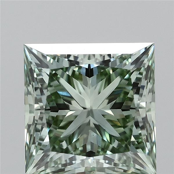2.10 Carat Princess Shaped, Ideal Cut, FANCY VIVID GREEN Color, VS1 Clarity, IGI Certified Lab Grown Diamond