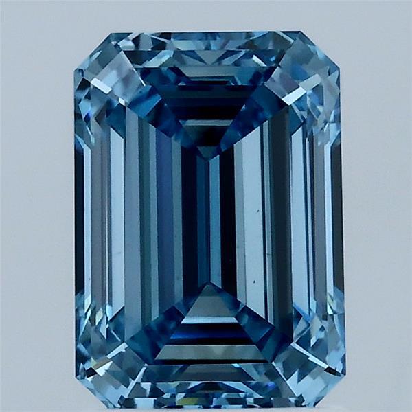 2.01 Carat Emerald Shaped, Ideal Cut, FANCY VIVID BLUE Color, VS1 Clarity, IGI Certified Lab Grown Diamond