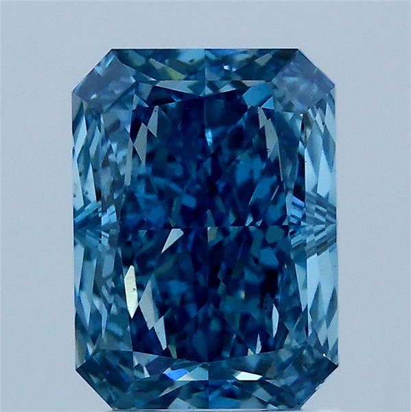 2.08 Carat Radiant Shaped, Ideal Cut, FANCY VIVID BLUE Color, VS2 Clarity, IGI Certified Lab Grown Diamond