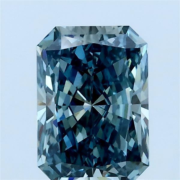 1.24 Carat Radiant Shaped, Ideal Cut, FANCY VIVID BLUISH GREEN Color, VVS2 Clarity, IGI Certified Lab Grown Diamond
