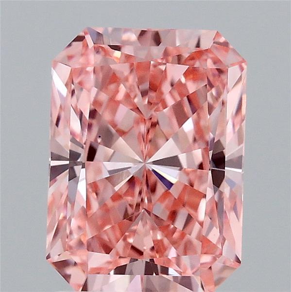 2.10 Carat Radiant Shaped, Ideal Cut, FANCY VIVID PINK Color, VVS2 Clarity, IGI Certified Lab Grown Diamond