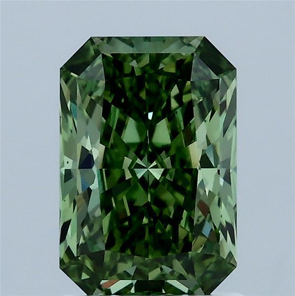 1.57 Carat Radiant Shaped, Excellent Cut, FANCY VIVID GREEN Color, VS1 Clarity, IGI Certified Lab Grown Diamond