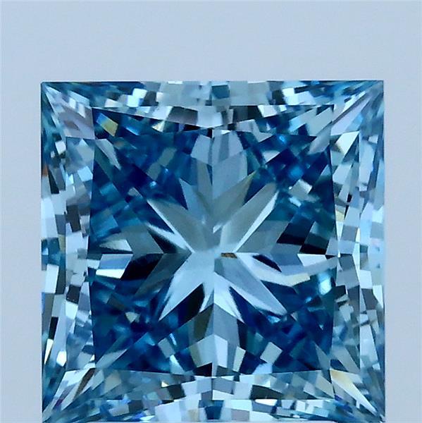 3.00 Carat Princess Shaped, Ideal Cut, FANCY VIVID BLUE Color, VS1 Clarity, IGI Certified Lab Grown Diamond
