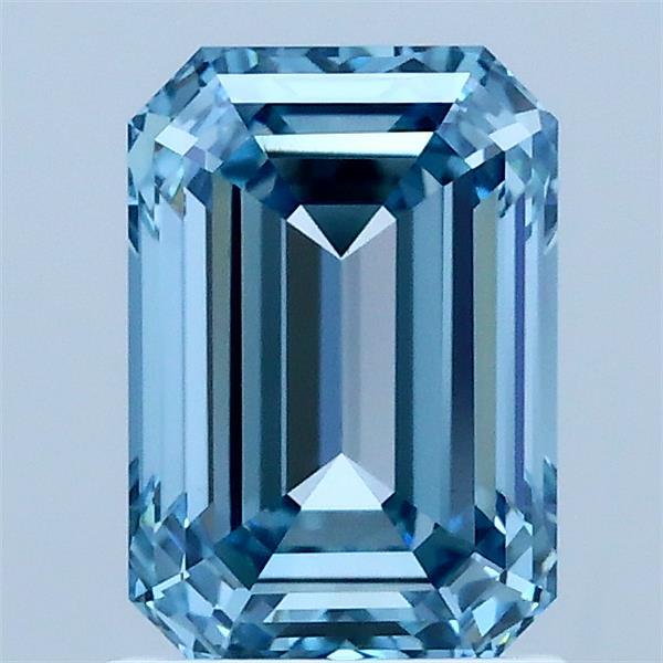 1.60 Carat Emerald Shaped, Ideal Cut, FANCY VIVID BLUE Color, VVS2 Clarity, IGI Certified Lab Grown Diamond