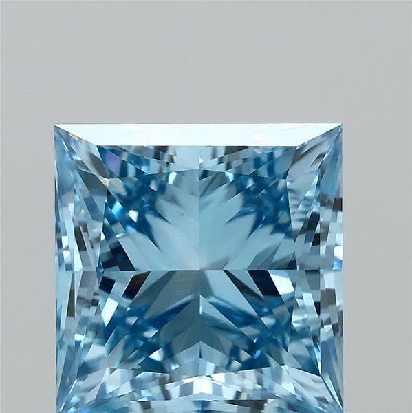 1.63 Carat Princess Shaped, Ideal Cut, FANCY VIVID BLUE Color, VS1 Clarity, IGI Certified Lab Grown Diamond