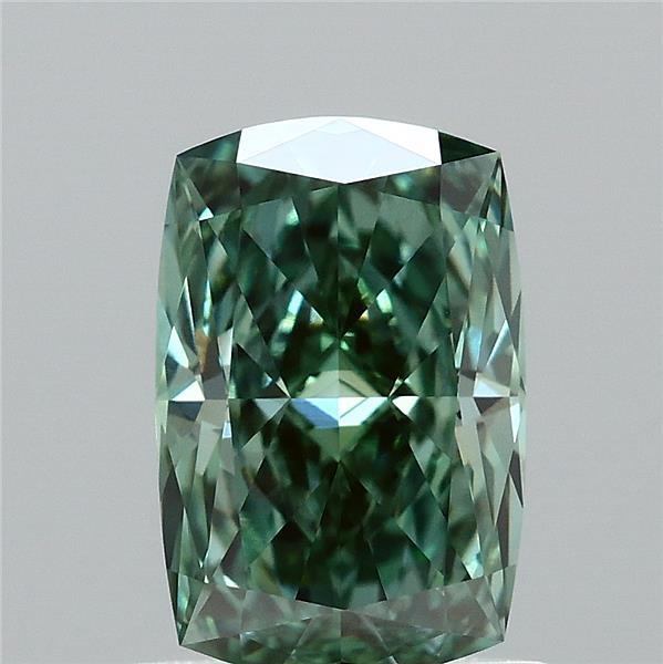 1.02 Carat Cushion Shaped, Ideal Cut, FANCY VIVID GREEN Color, VVS2 Clarity, IGI Certified Lab Grown Diamond