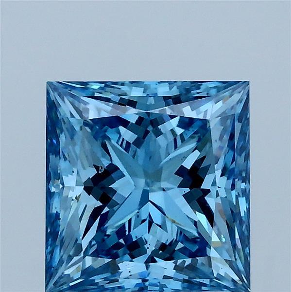 2.00 Carat Princess Shaped, Ideal Cut, FANCY VIVID BLUE Color, VS2 Clarity, IGI Certified Lab Grown Diamond