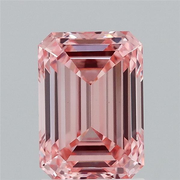 2.04 Carat Emerald Shaped, Ideal Cut, FANCY INTENSE PINK Color, VS1 Clarity, IGI Certified Lab Grown Diamond