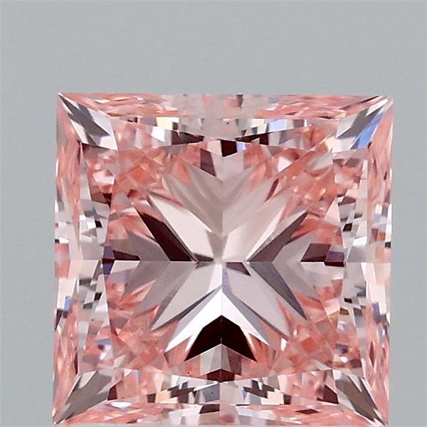 2.01 Carat Princess Shaped, Ideal Cut, FANCY VIVID PINK Color, VS1 Clarity, IGI Certified Lab Grown Diamond