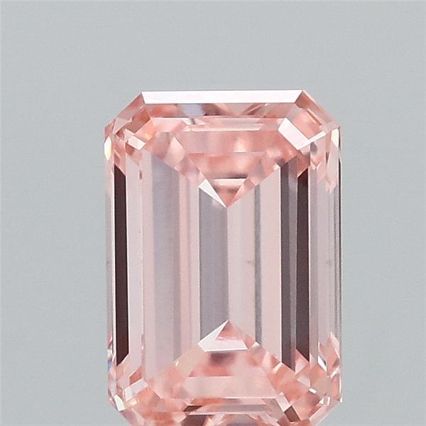 0.76 Carat Emerald Shaped, Ideal Cut, FANCY INTENSE PINK Color, VVS2 Clarity, IGI Certified Lab Grown Diamond