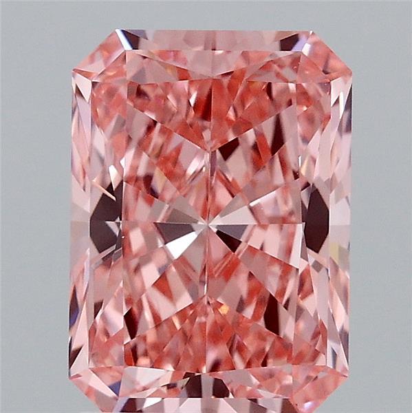 2.10 Carat Radiant Shaped, Ideal Cut, FANCY VIVID PINK Color, VVS2 Clarity, IGI Certified Lab Grown Diamond