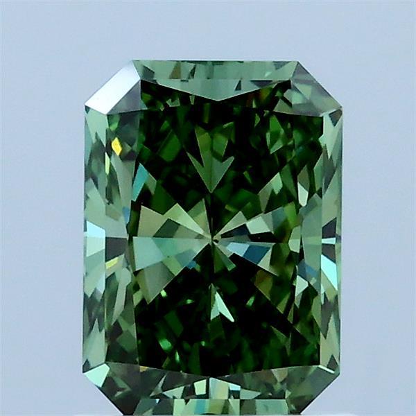 1.14 Carat Radiant Shaped, Ideal Cut, FANCY VIVID GREEN Color, VVS2 Clarity, IGI Certified Lab Grown Diamond