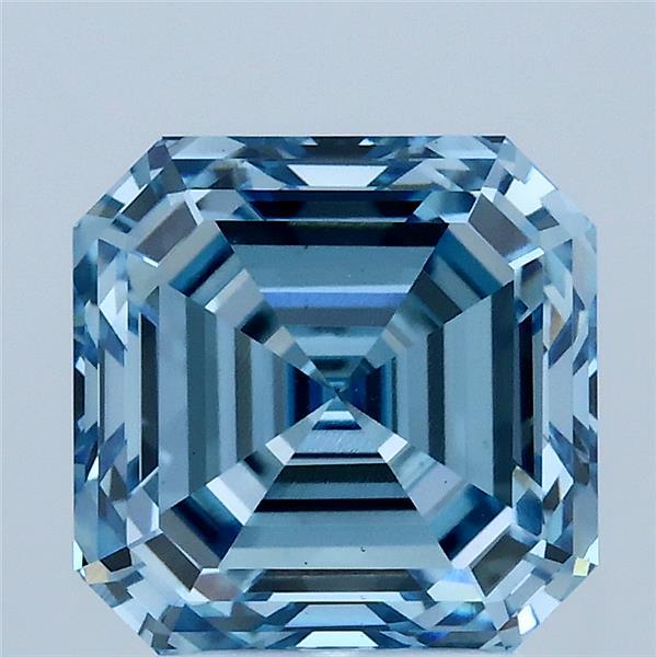 3.24 Carat Asscher Shaped, Ideal Cut, FANCY VIVID BLUE Color, VS1 Clarity, IGI Certified Lab Grown Diamond