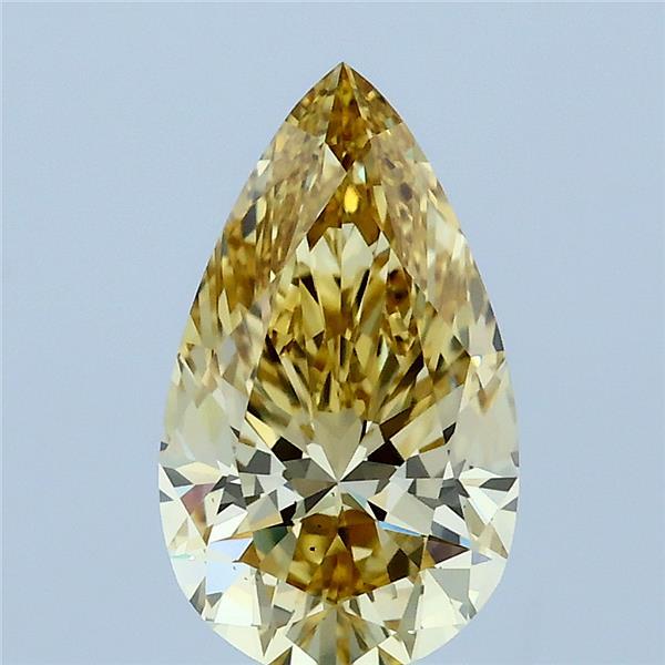 1.58 Carat Pear Shaped, Excellent Cut, FANCY INTENSE YELLOW Color, VS2 Clarity, IGI Certified Lab Grown Diamond