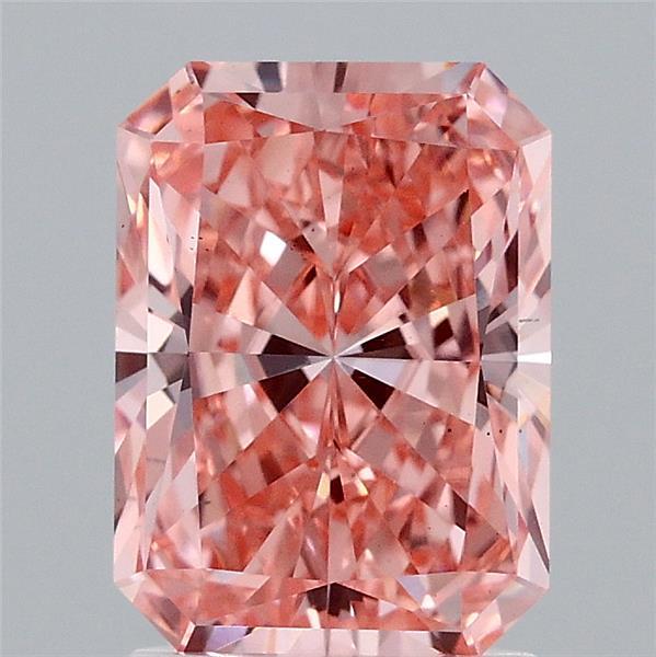 2.07 Carat Radiant Shaped, Ideal Cut, FANCY VIVID PINK Color, VS2 Clarity, IGI Certified Lab Grown Diamond