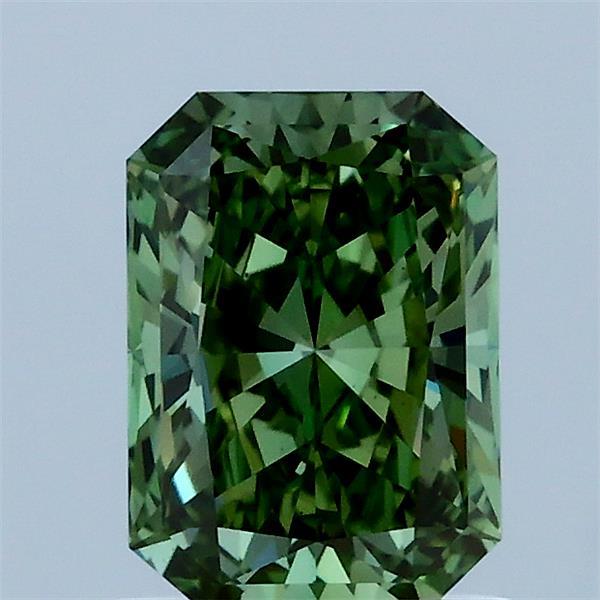 1.08 Carat Radiant Shaped, Ideal Cut, FANCY VIVID GREEN Color, VS1 Clarity, IGI Certified Lab Grown Diamond
