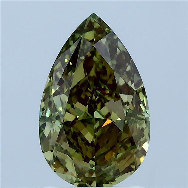2.03 Carat Pear Shaped, Excellent Cut, FANCY INTENSE GREEN Color, VS1 Clarity, IGI Certified Lab Grown Diamond