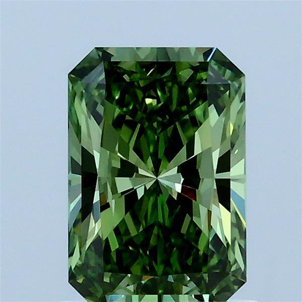 1.03 Carat Radiant Shaped, Ideal Cut, FANCY VIVID GREEN Color, VVS2 Clarity, IGI Certified Lab Grown Diamond