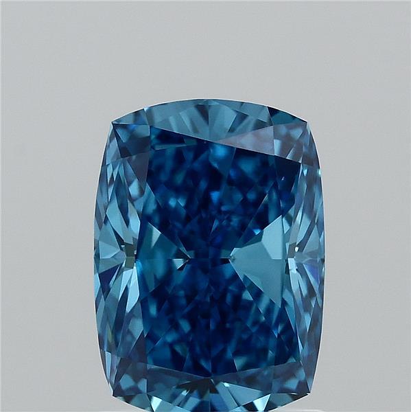 1.50 Carat Cushion Shaped, Ideal Cut, FANCY VIVID BLUE Color, VVS2 Clarity, IGI Certified Lab Grown Diamond
