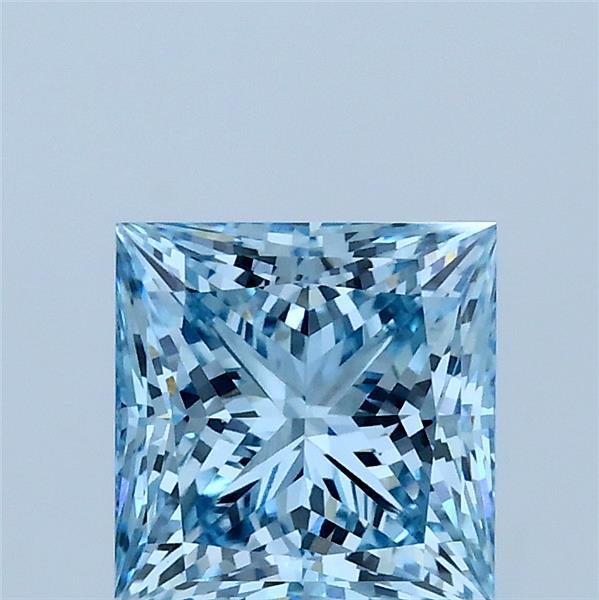 1.41 Carat Princess Shaped, Ideal Cut, FANCY VIVID BLUE Color, VS1 Clarity, IGI Certified Lab Grown Diamond