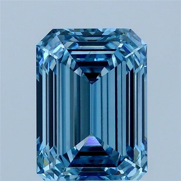 2.06 Carat Emerald Shaped, Ideal Cut, FANCY VIVID BLUE Color, VS1 Clarity, IGI Certified Lab Grown Diamond