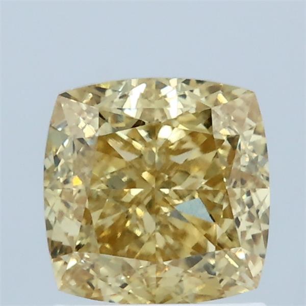 1.61 Carat Cushion Shaped, Ideal Cut, FANCY INTENSE YELLOW Color, VVS2 Clarity, IGI Certified Lab Grown Diamond