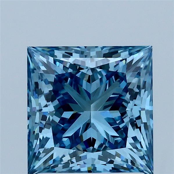 2.07 Carat Princess Shaped, Ideal Cut, FANCY VIVID BLUE Color, VVS2 Clarity, IGI Certified Lab Grown Diamond