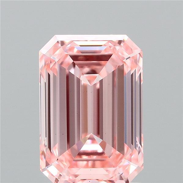2.04 Carat Emerald Shaped, Ideal Cut, FANCY VIVID PINK Color, VS1 Clarity, IGI Certified Lab Grown Diamond