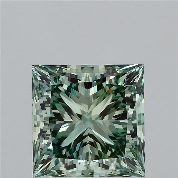 5.79 Carat Princess Shaped, Ideal Cut, FANCY VIVID GREEN Color, VVS2 Clarity, IGI Certified Lab Grown Diamond