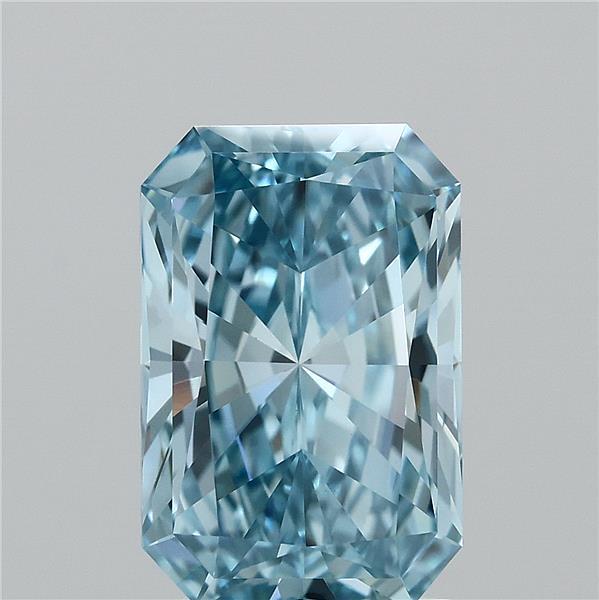 2.00 Carat Radiant Shaped, Ideal Cut, FANCY VIVID BLUE Color, VVS2 Clarity, IGI Certified Lab Grown Diamond